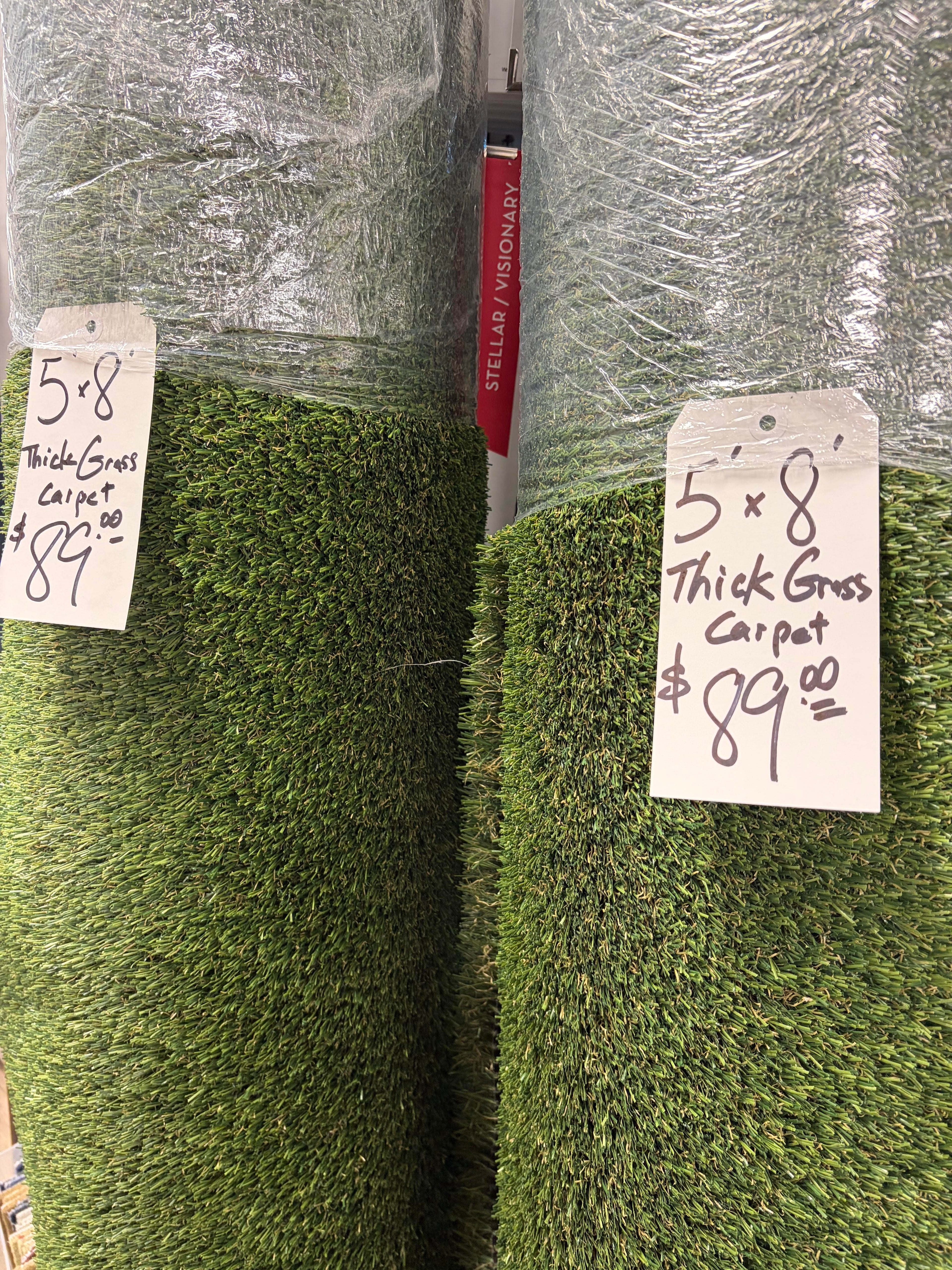 Turf Grass, 5 x 8 Ft Realistic Synthetic Fake Grass, Indoor & Outdoor With Drainage Holes, For Patio Landscape Backyard Dog Pets Mat Garden Lawn & Balcony Decor, Includes Replacement Turf
